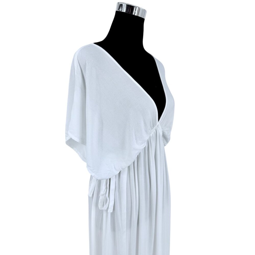 ASOS Maternity White V-Neck Maxi Dress Butterfly Sleeve Empire Waist Boho - Picture 8 of 16